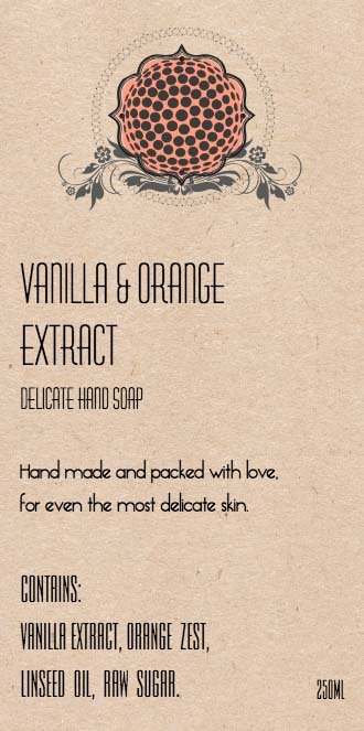 Orange Hand Soap Label