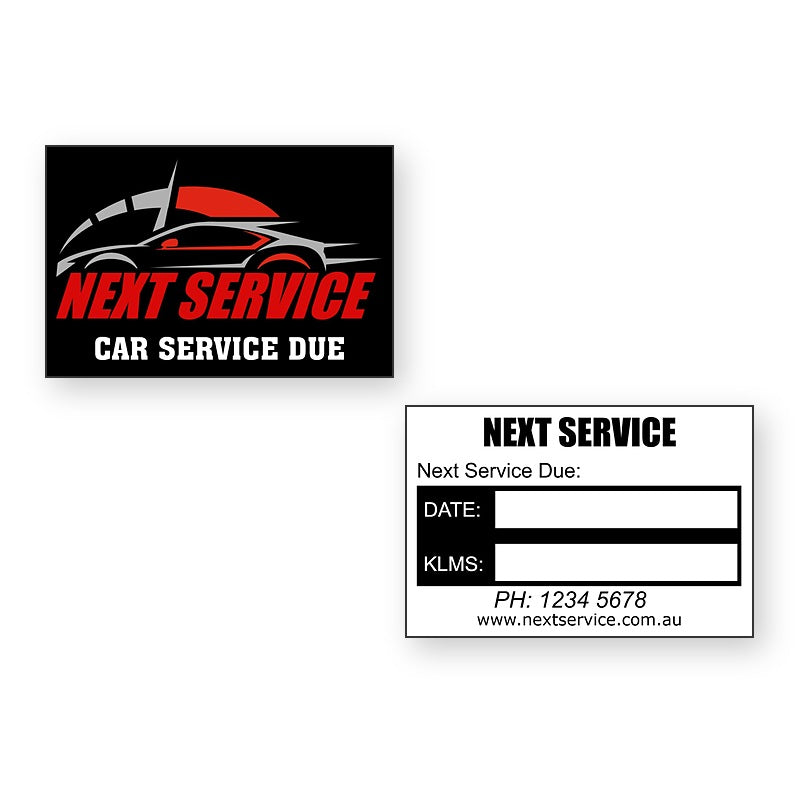 100 x stickers Date of Next Service Sticker – front and reverse