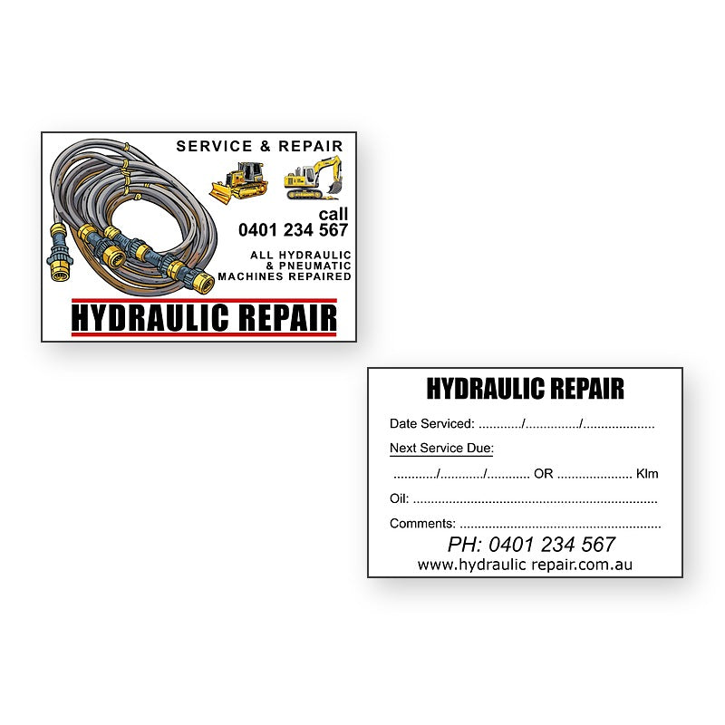 Hydraulic Repair service stickers front and reverse