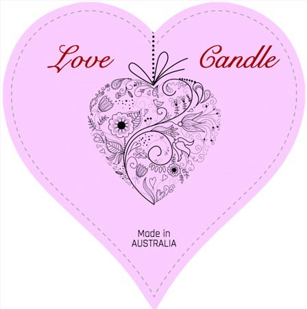Love Candle Heart Shaped Label