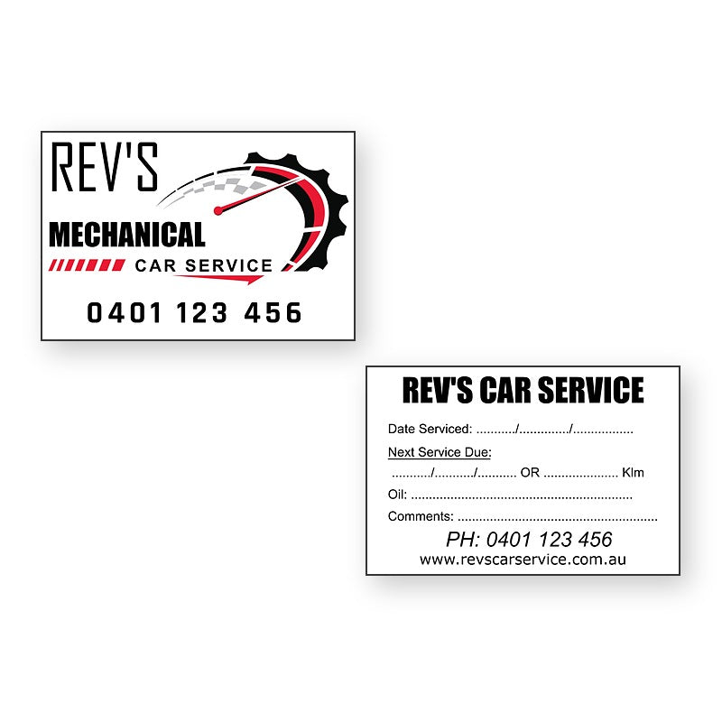 Mechanical Car Service Stickers – front and reverse