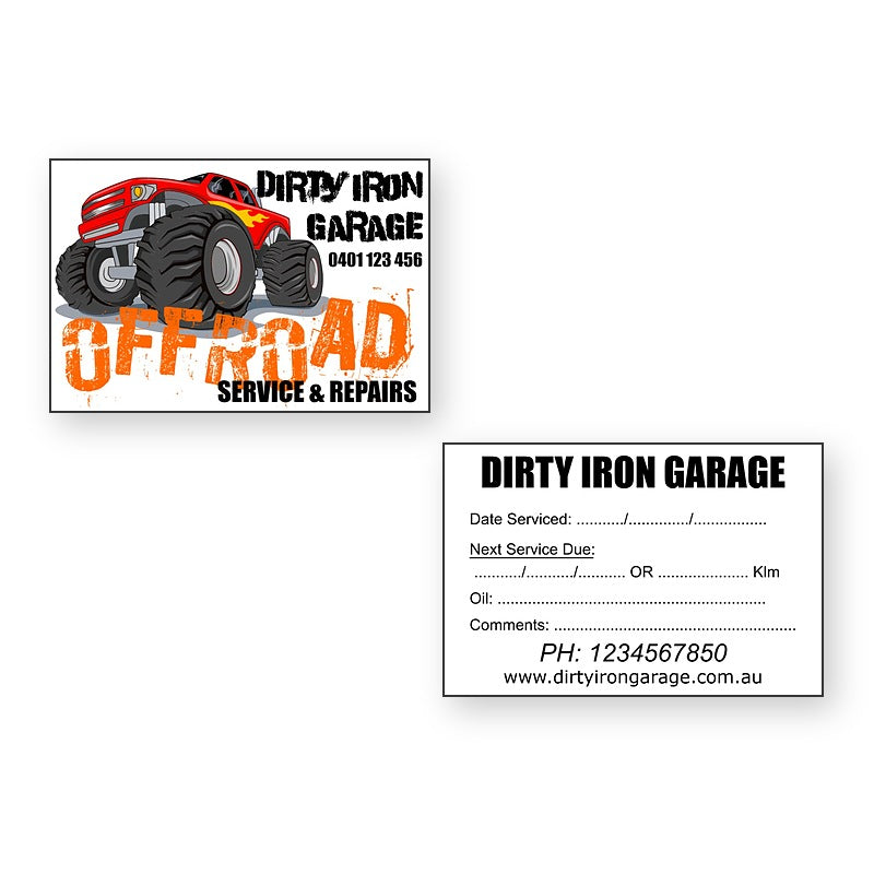 Off Road Vehicle Service Stickers – front and reverse