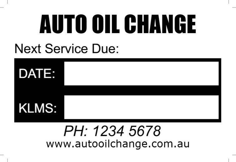 Auto Oil Change Stickers