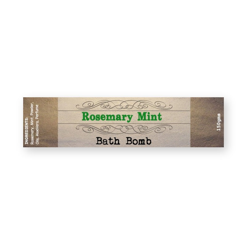 Rosemary Mint Bath Bomb Wrap Around Label – product label