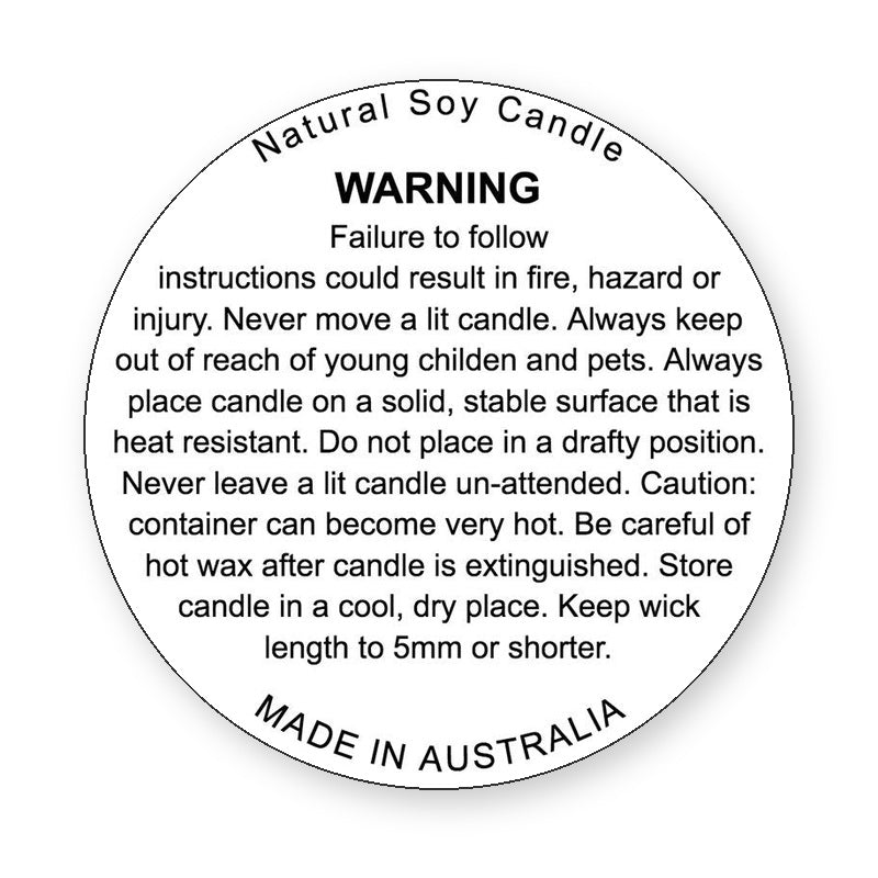Soy Candle Warning Label Sticker – product label