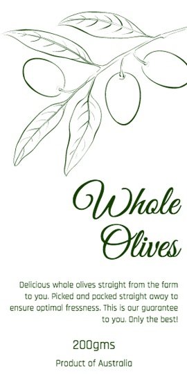 Whole Olives Bottle Label