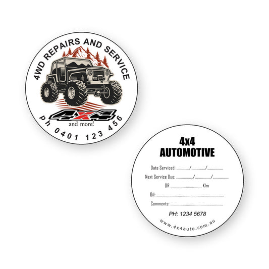 4x4 Service Stickers - front and back