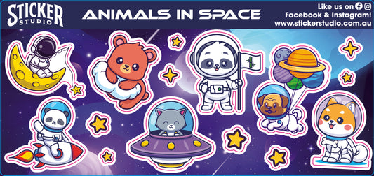 Animals in Space free sticker sheet