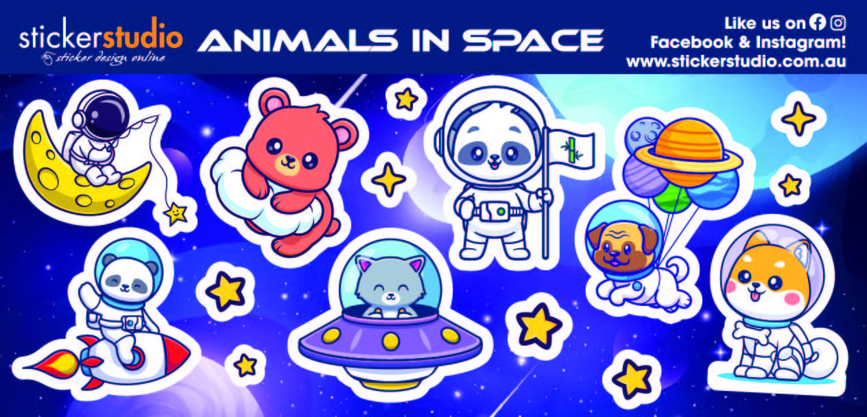 Animals in Space free sticker sheet