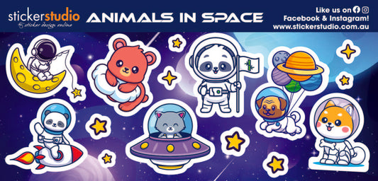 Animals in Space free sticker sheet