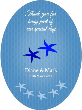 Blue Starfish Oval Wine Label