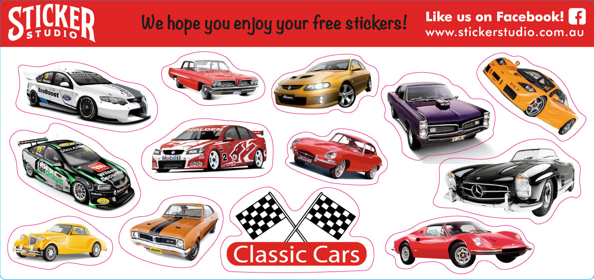Classic Cars free sticker sheet