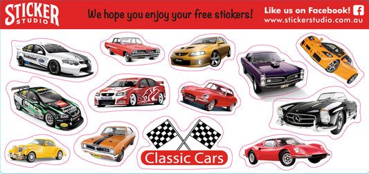 Classic Cars free sticker sheet