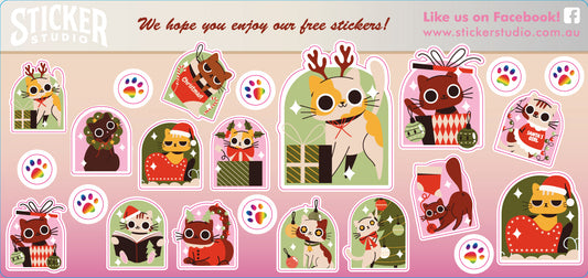 Christmas Cat free sticker sheet