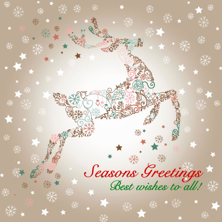 Christmas Reindeer on Stars Label