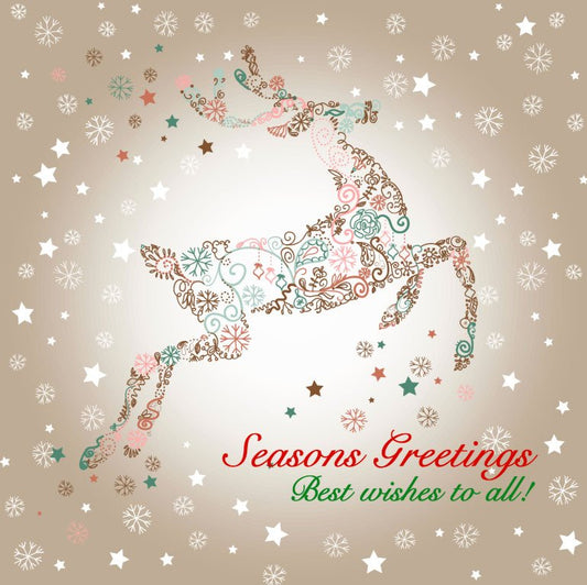 Christmas Reindeer on Stars Label