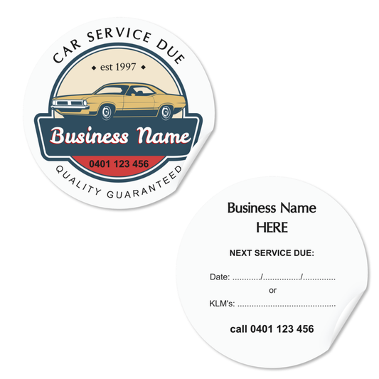 Car Service Due Stickers