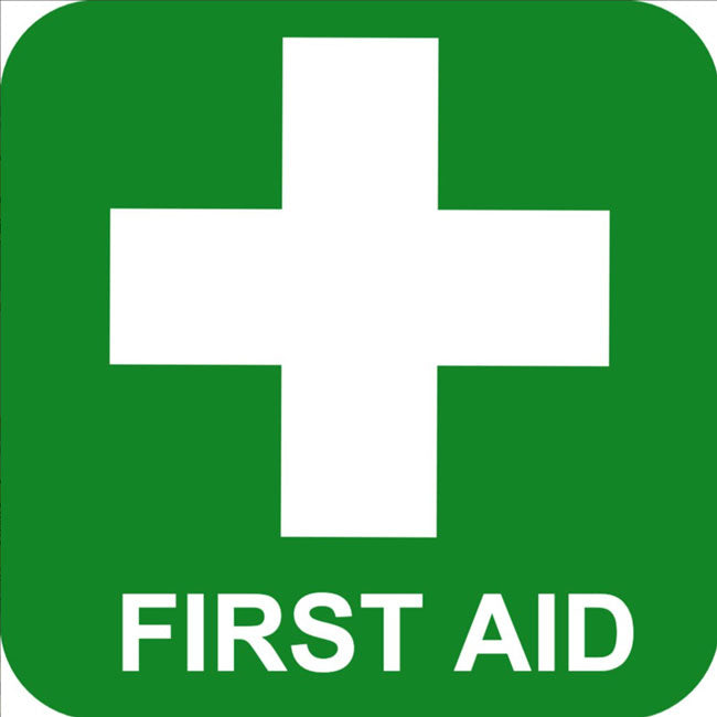 First Aid Sign Green Square Sticker