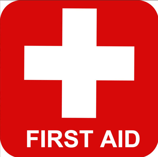 First Aid Sign Red Square Sticker