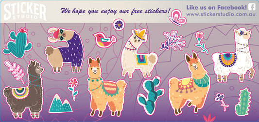 Llama free sticker sheet