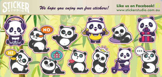 Panda free sticker sheet