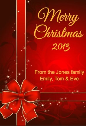Red Christmas Present Wine Label