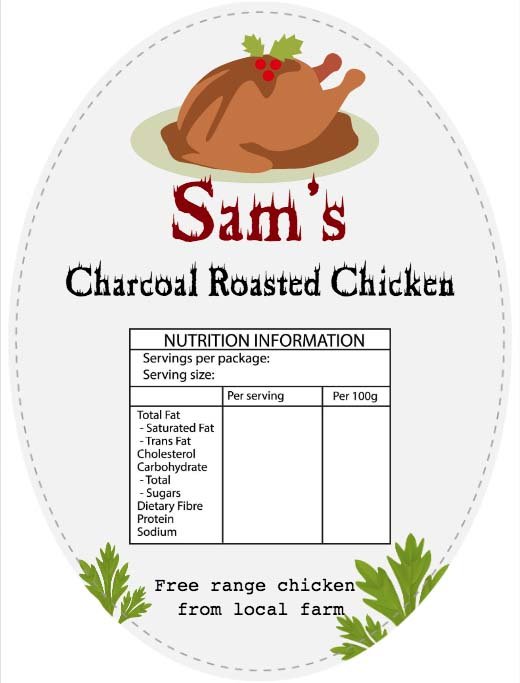 Sams Roasted Chickens Oval Product Label