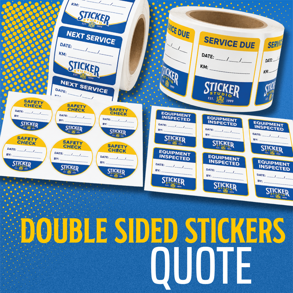 Double Sided Service Stickers Quote