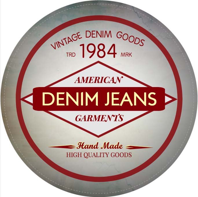 Vintage Denim Clothing Round Label