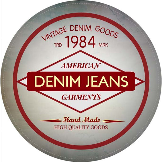 Vintage Denim Clothing Round Label
