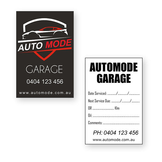 Auto Service Stickers - front and back