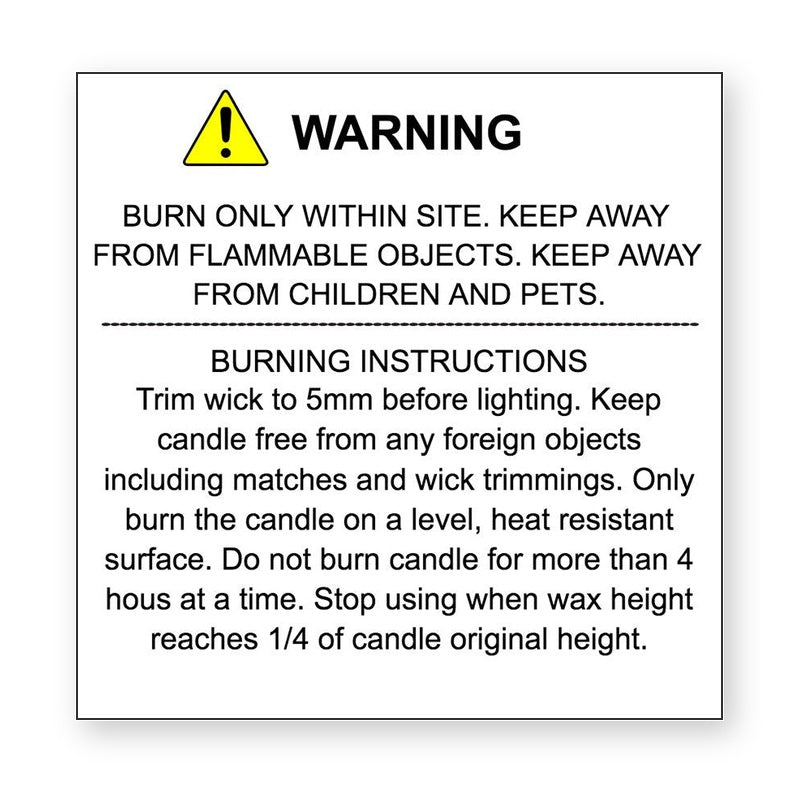 Candle Warning Label – product label