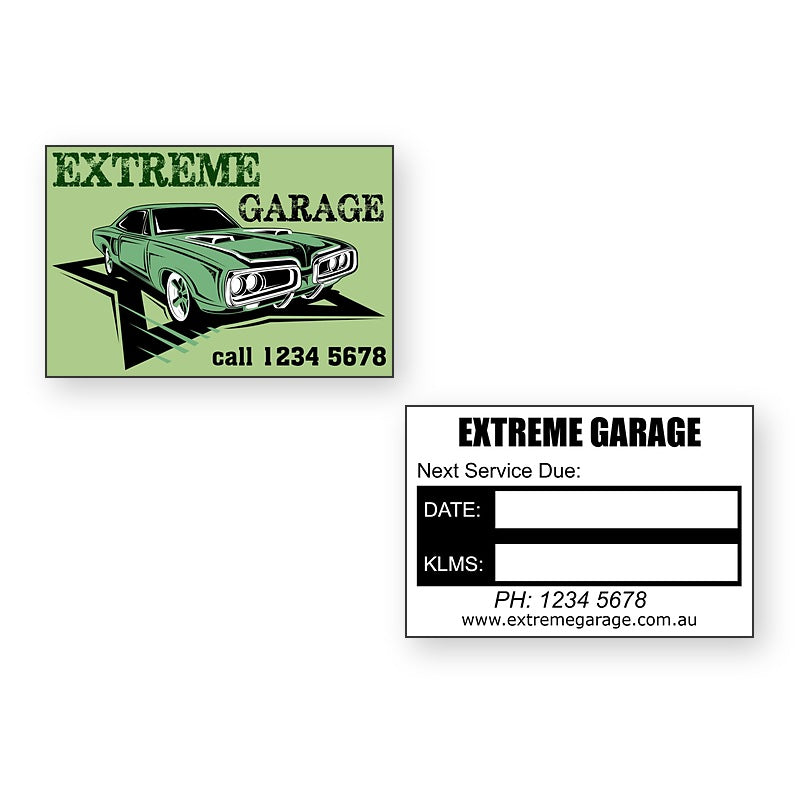 Car Service Stickers – front and reverse