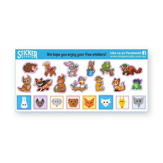 Cartoon Animals free sticker sheet product image