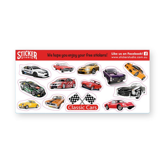 Classic Cars free sticker sheet product image