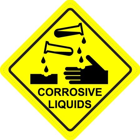 Corrosive Liquids Diamond Warning Sign Sticker