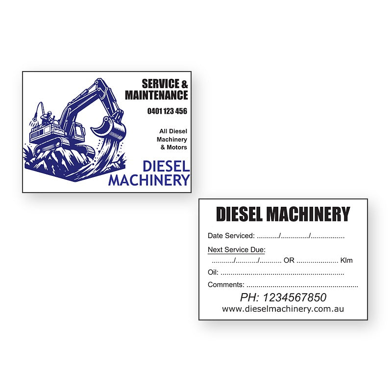 Diesel Machinery Service Stickers - front and back