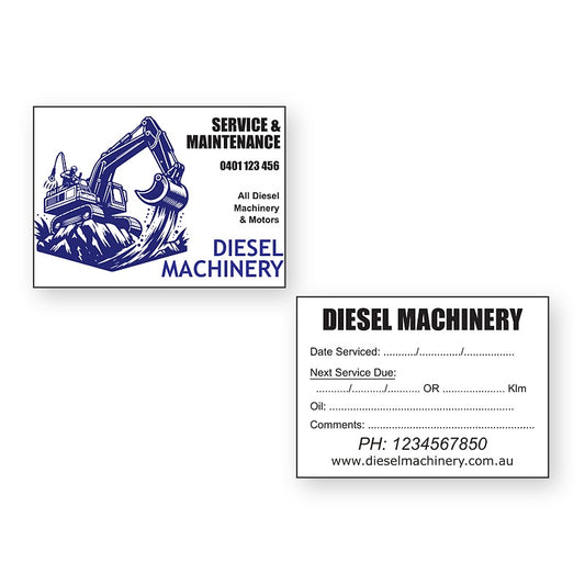 Diesel Machinery Service Stickers - front and back