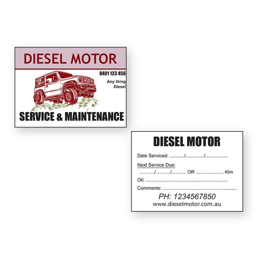 Diesel Motor Service Stickers - front and back