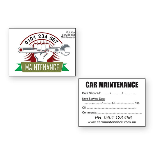 Double Sided Maintenance Stickers front and back sticker design