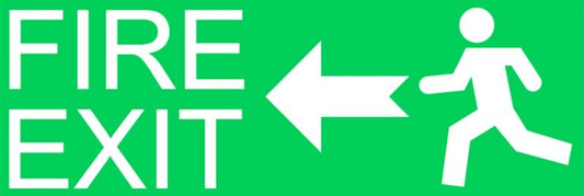Fire Exit Left Warning Sign Sticker