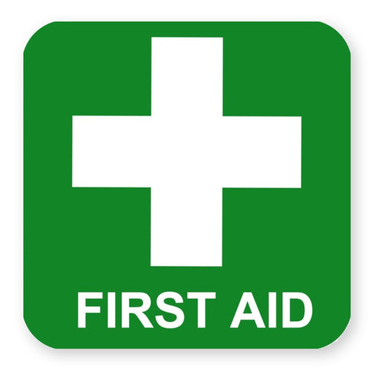 First Aid Sign Green Square Sticker product image