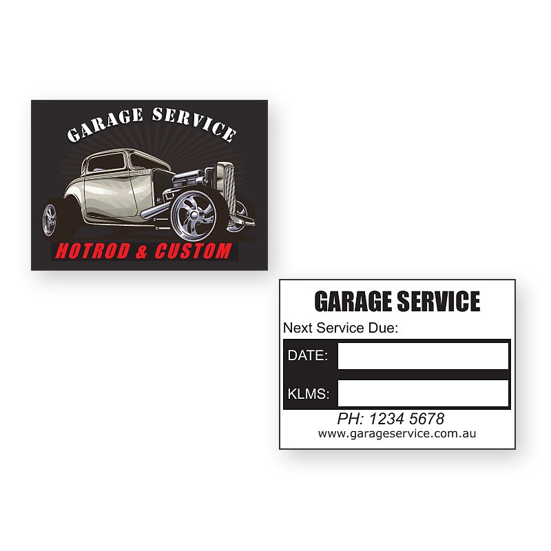 Garage service stickers front and back