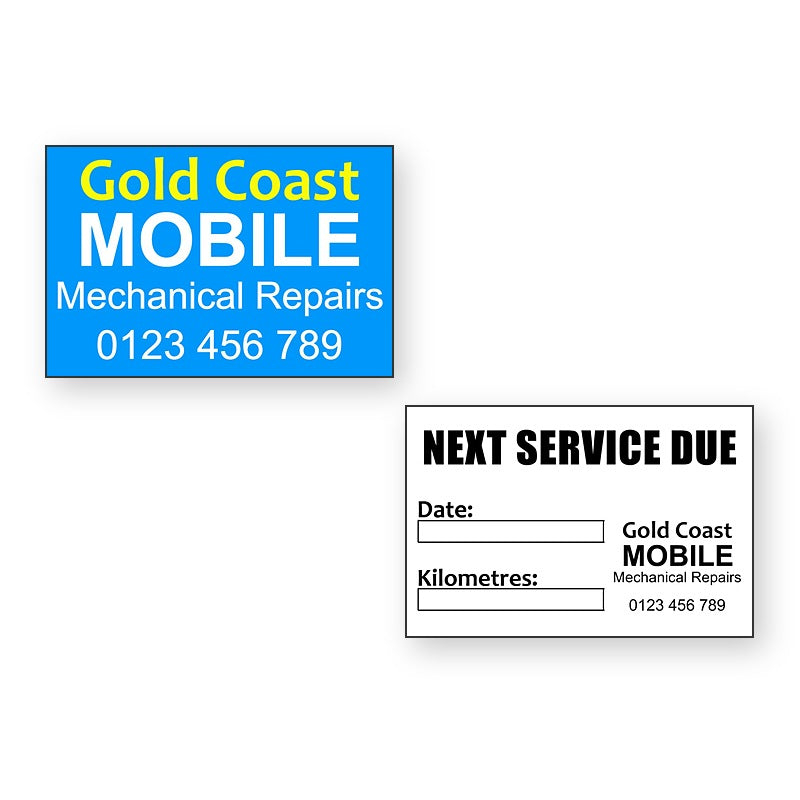 Gold Coast Mobile service stickers front and reverse