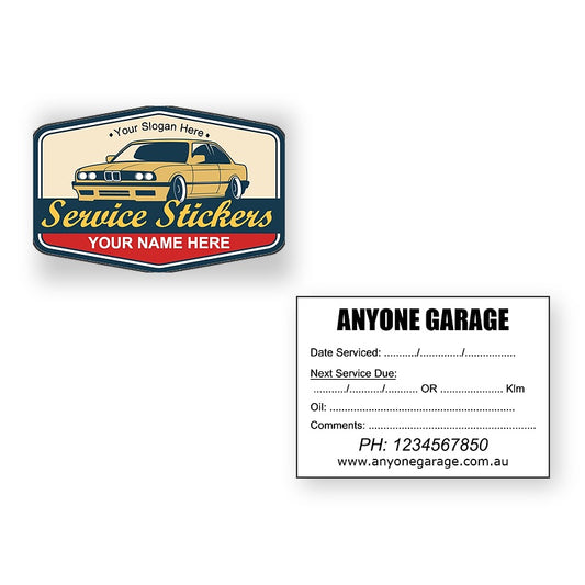 Horizontal service stickers front and back