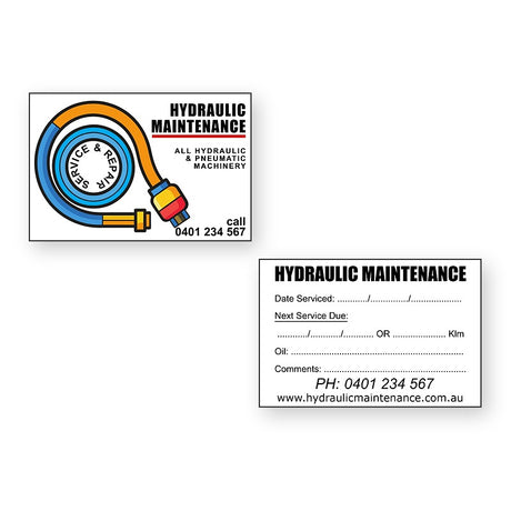 Hydraulic maintenance service stickers front and back
