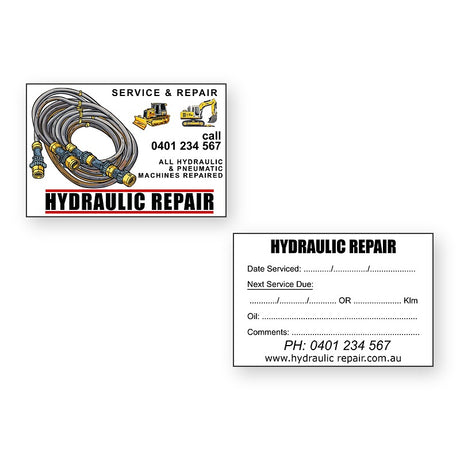 Hydraulic Repair service stickers front and reverse