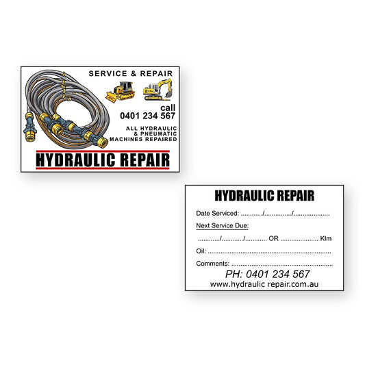 Hydraulic Repair service stickers front and reverse