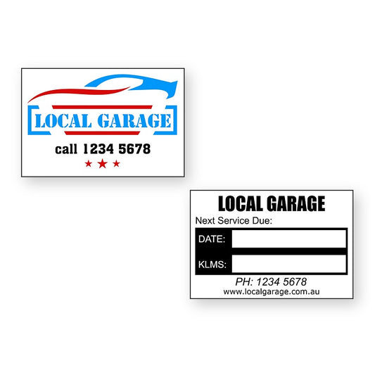 Local Garage vehicle service stickers front and reverse