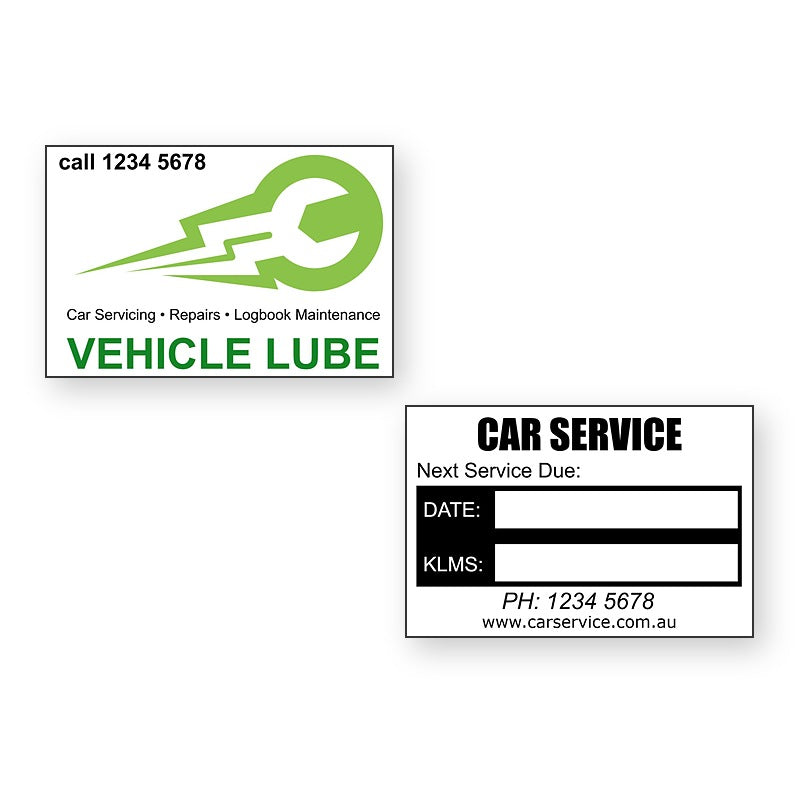 Lube stickers front and reverse